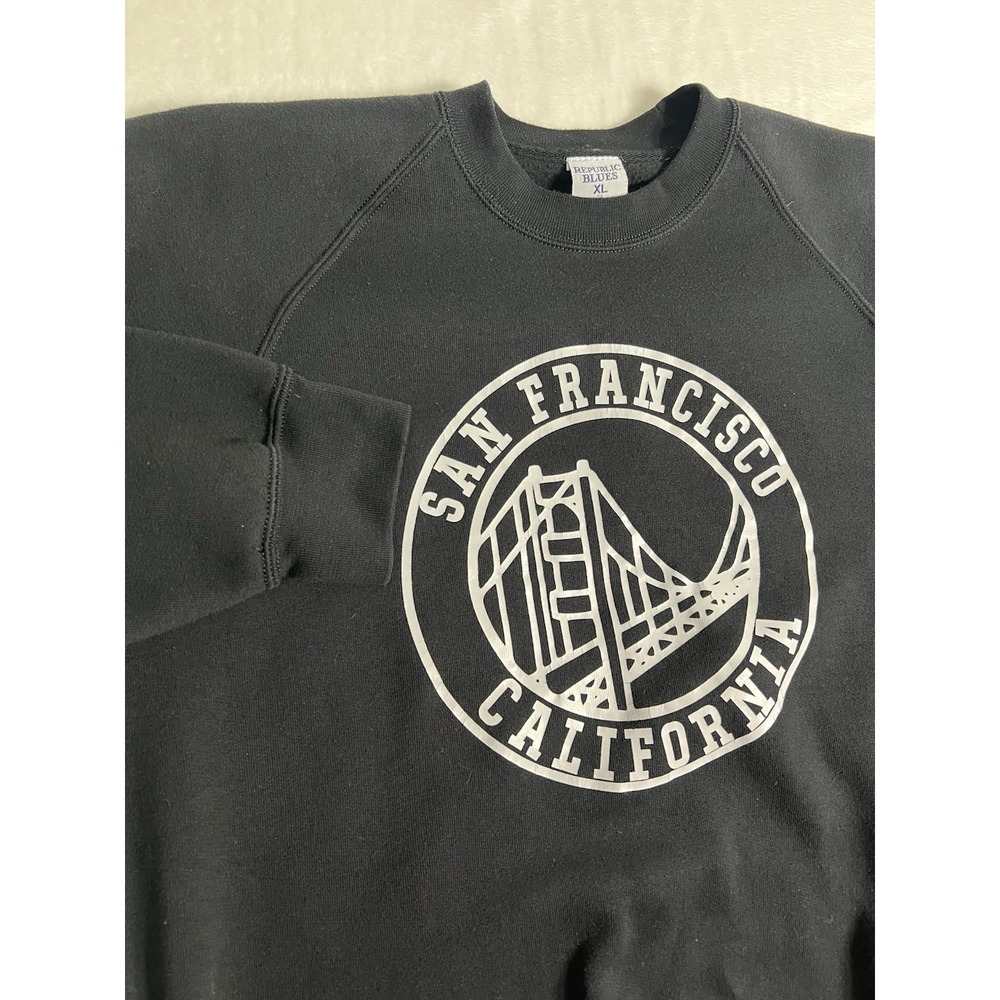 Republic Blues Pullover Sweatshirt Black San Francisco Graphic Unisex XL Logo